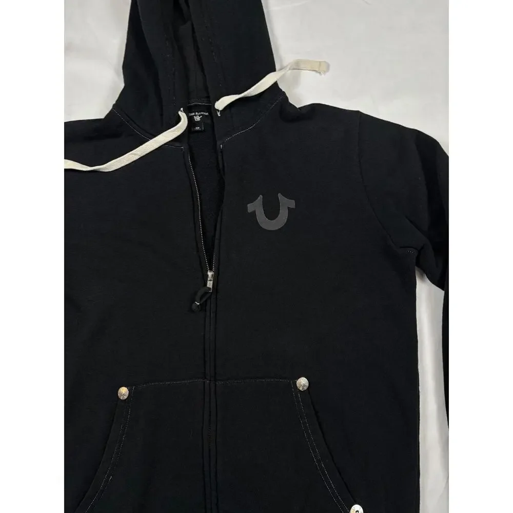 True‎ Religion World Tour Y2K Graphic Buddha Zip Hoodie Black Streetwear SZ S